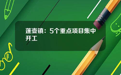 蓬壶镇：5个重点项目集中开工