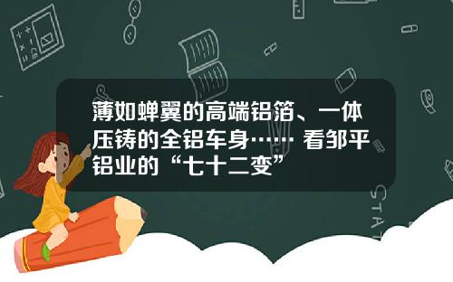薄如蝉翼的高端铝箔、一体压铸的全铝车身…… 看邹平铝业的“七十二变”