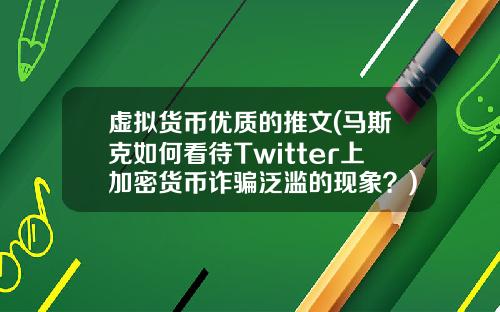 虚拟货币优质的推文(马斯克如何看待Twitter上加密货币诈骗泛滥的现象？)