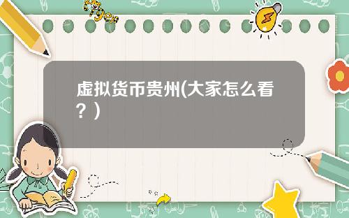 虚拟货币贵州(大家怎么看？)