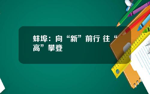 蚌埠：向“新”前行 往“高”攀登
