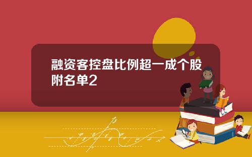 融资客控盘比例超一成个股附名单2