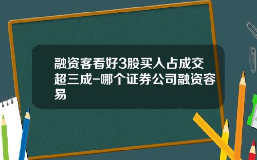 融资客看好3股买入占成交超三成-哪个证券公司融资容易