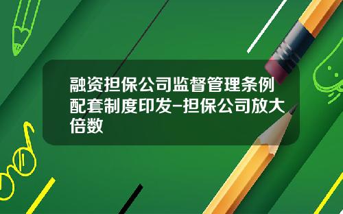 融资担保公司监督管理条例配套制度印发-担保公司放大倍数