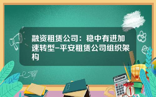 融资租赁公司：稳中有进加速转型-平安租赁公司组织架构