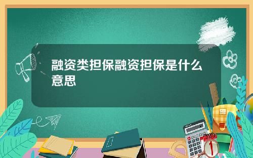 融资类担保融资担保是什么意思