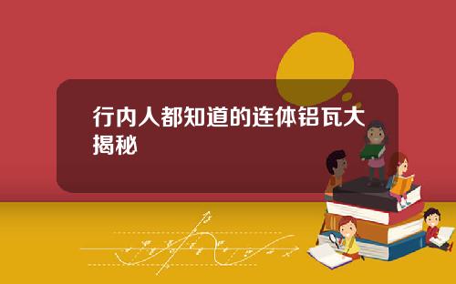 行内人都知道的连体铝瓦大揭秘