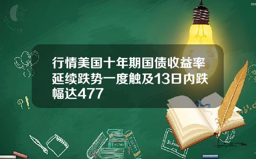 行情美国十年期国债收益率延续跌势一度触及13日内跌幅达477