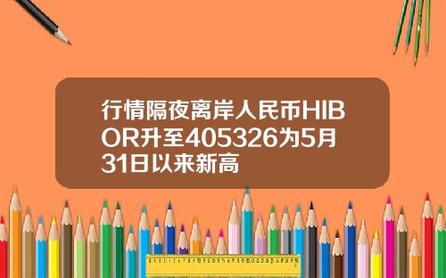 行情隔夜离岸人民币HIBOR升至405326为5月31日以来新高