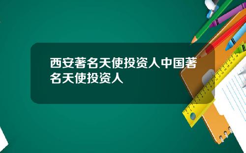 西安著名天使投资人中国著名天使投资人