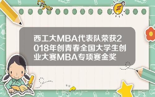 西工大MBA代表队荣获2018年创青春全国大学生创业大赛MBA专项赛金奖