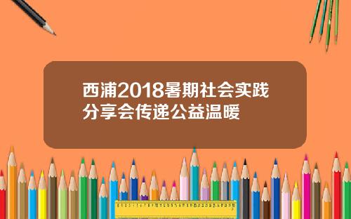 西浦2018暑期社会实践分享会传递公益温暖
