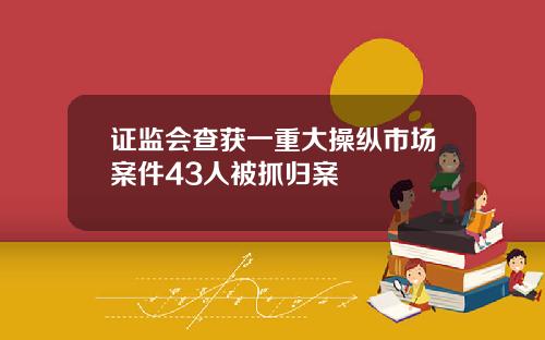 证监会查获一重大操纵市场案件43人被抓归案
