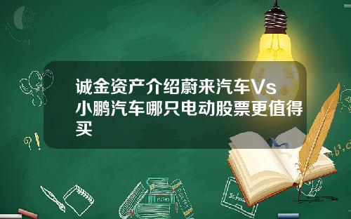 诚金资产介绍蔚来汽车Vs小鹏汽车哪只电动股票更值得买