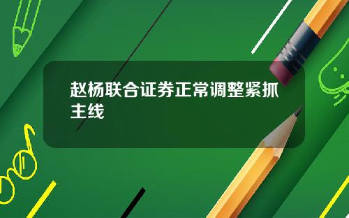 赵杨联合证券正常调整紧抓主线