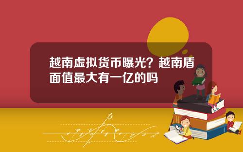 越南虚拟货币曝光？越南盾面值最大有一亿的吗