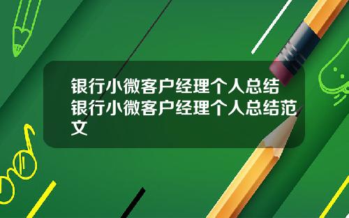 银行小微客户经理个人总结银行小微客户经理个人总结范文