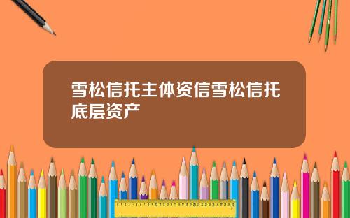 雪松信托主体资信雪松信托底层资产
