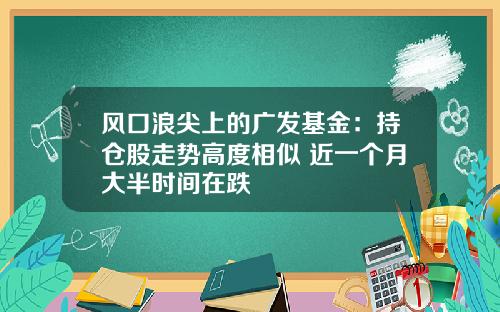 风口浪尖上的广发基金：持仓股走势高度相似 近一个月大半时间在跌