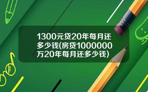 1300元贷20年每月还多少钱(房贷1000000万20年每月还多少钱)