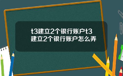 t3建立2个银行账户t3建立2个银行账户怎么弄