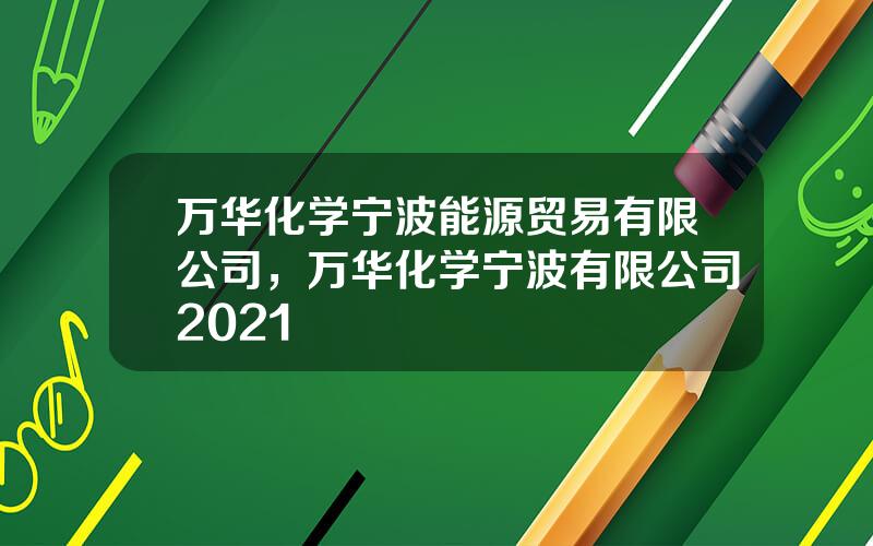 万华化学宁波能源贸易有限公司，万华化学宁波有限公司2021