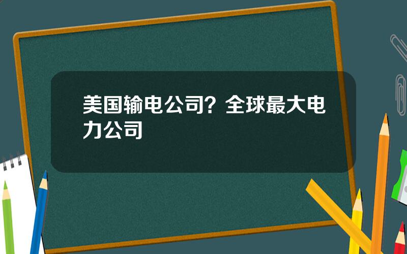 美国输电公司？全球最大电力公司