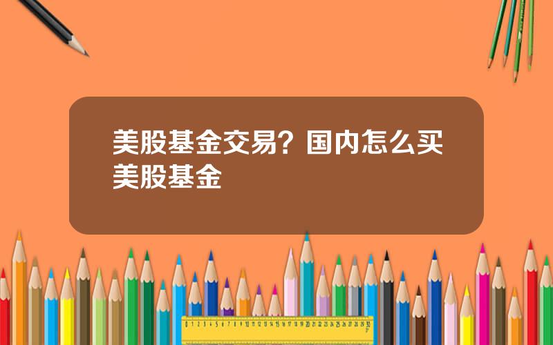美股基金交易？国内怎么买美股基金