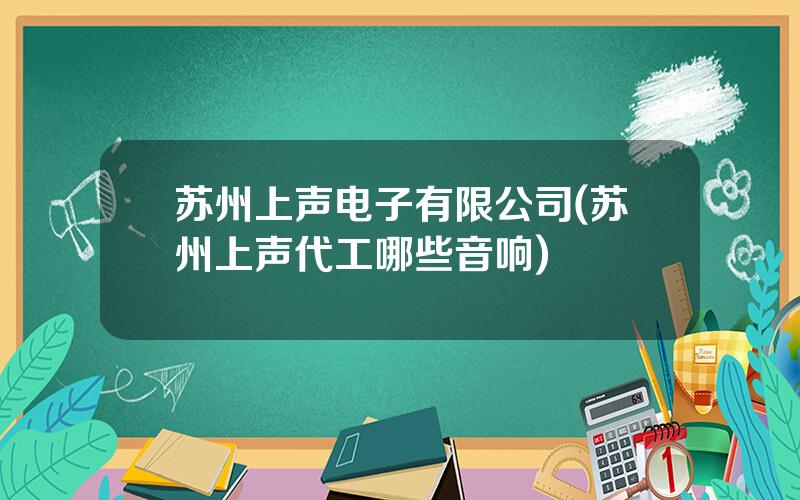 苏州上声电子有限公司(苏州上声代工哪些音响)