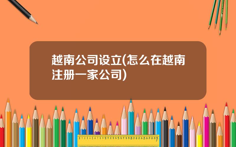 越南公司设立(怎么在越南注册一家公司)
